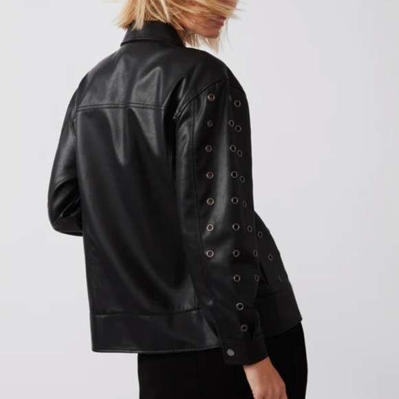 NWT Steve Madden Gabana Faux Leather Grommet Jacket Oversized XS - Picture 4 of 14